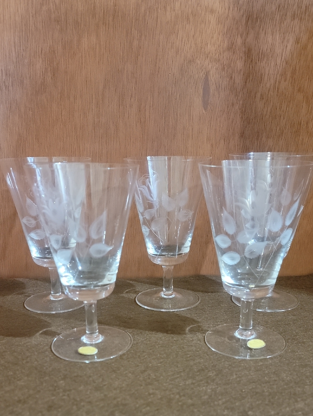 Rosenthal "Shadow Rose" Water/Wine Goblets Set Of 5 - Germany